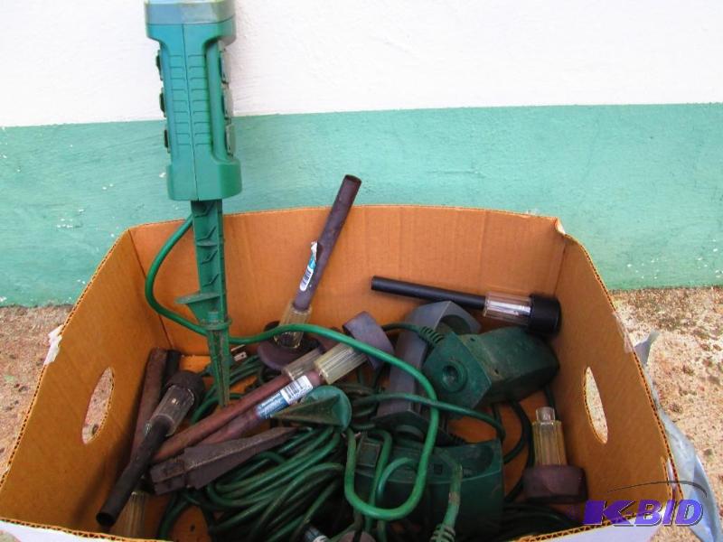 lot 58 image: Lot of solar lights and a 5 station timed AC ...