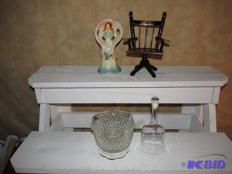 lot 160 image: Angel, Small Chair, Candy Dish and A Crystal Bell with no dinger