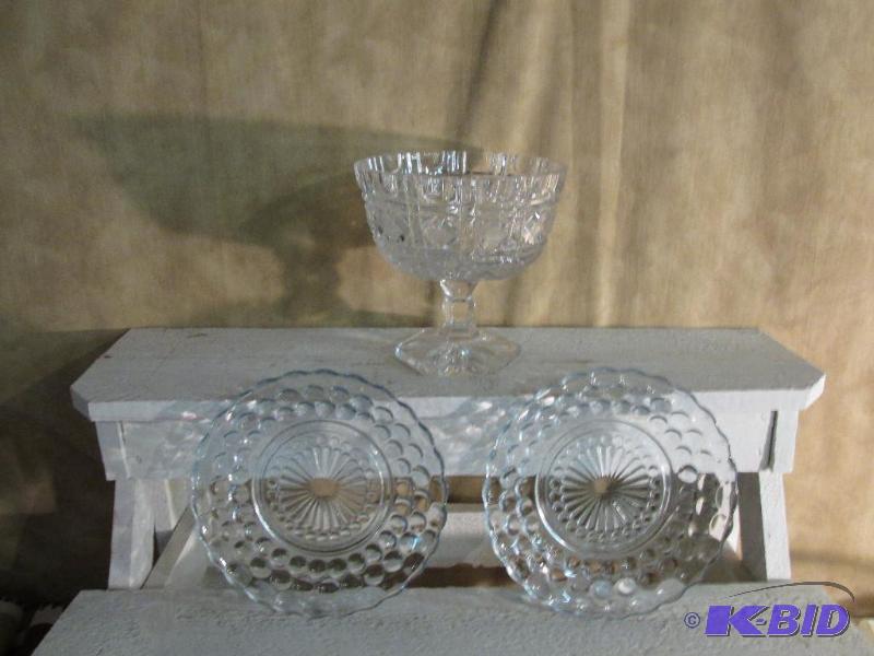 lot 161 image: Stemmed Bowl and Two Crystal Plates