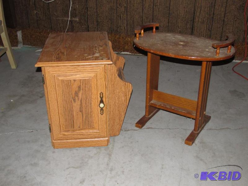 lot 209 image: 2 Side Tables - one with storage and Magazine Rack