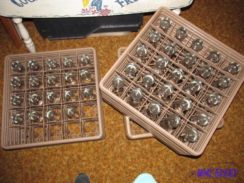 lot 236 image: LARGE LOT OF PILSNER BEER GLASSES  3 Plastic Dishwasher Bins