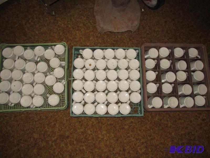 lot 245 image: 81 Coffee Cups  3 Plastic Dishwasher Bins