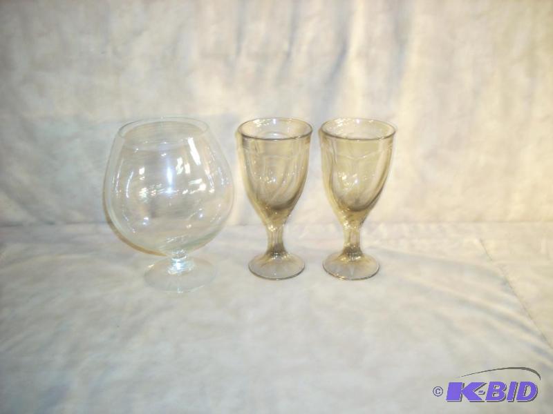 lot 274 image: Two Stemmed Goblets and a Large Brandy Snifter