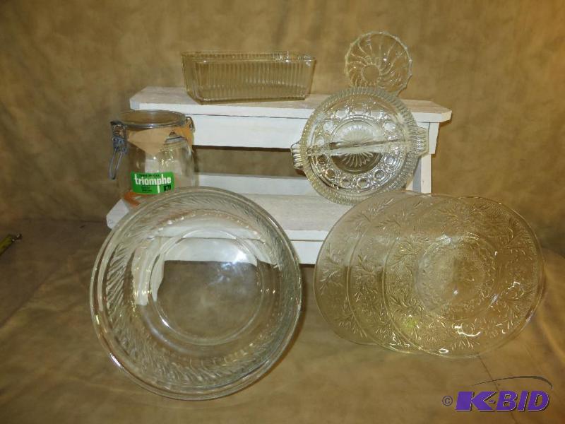 lot 57 image: Lot of Glass Plates, Bowl and Jar