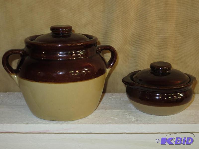lot 61 image: Two Small Bean Pots with Lids