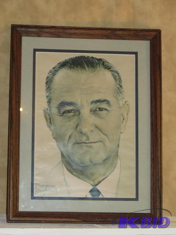 lot 62 image: Norman Rockwell Pencil Skecht of LBJ