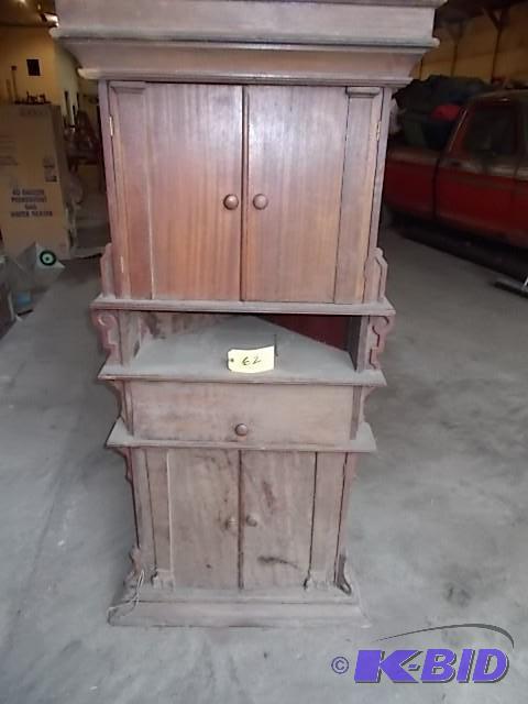 lot 62 image: Vintage Cherry Corner Cabinet, 64" x 29 ...