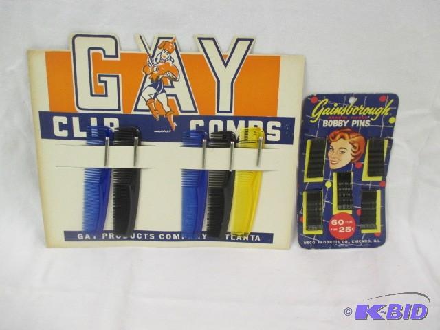 Vintage Gay pocket combs and small gainsboruogh bobbie pins