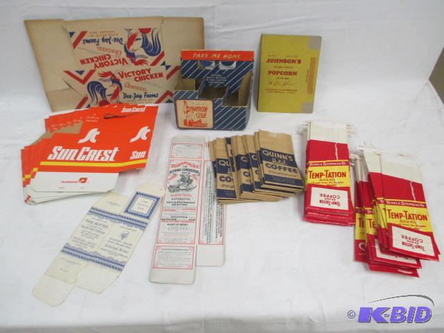 Vintage food advertising containers