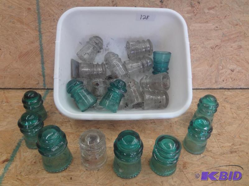 Box Lot Of Vintage Glass Insulators...