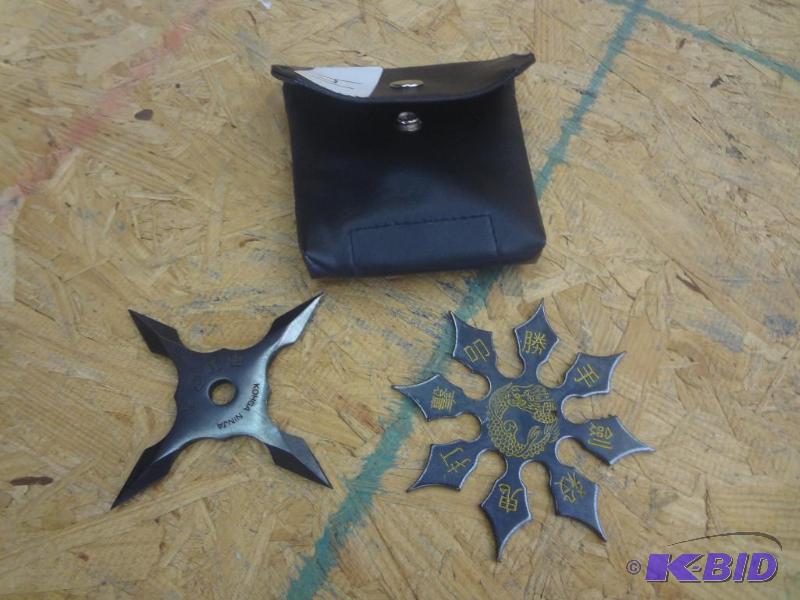Pair Of Throwing Stars With Leather Belt Hols...