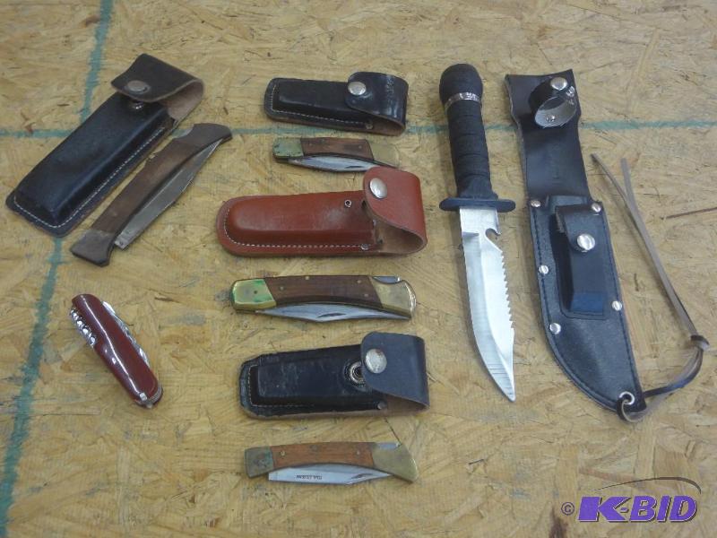 Box Lot Of Misc Knives With Sheathes...