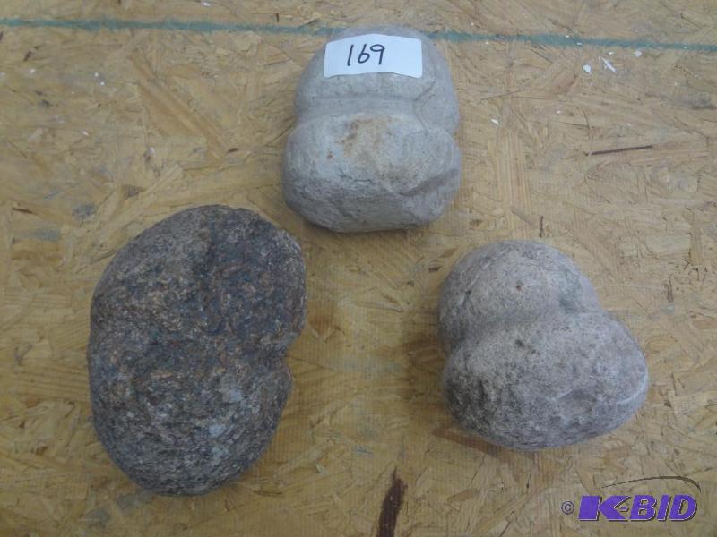(3) IndianNative American Hammer Tool Stones...
