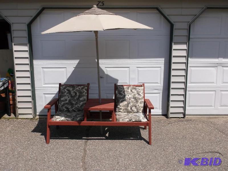 Nice 2 Seat Bench with cushions &amp umbrell...