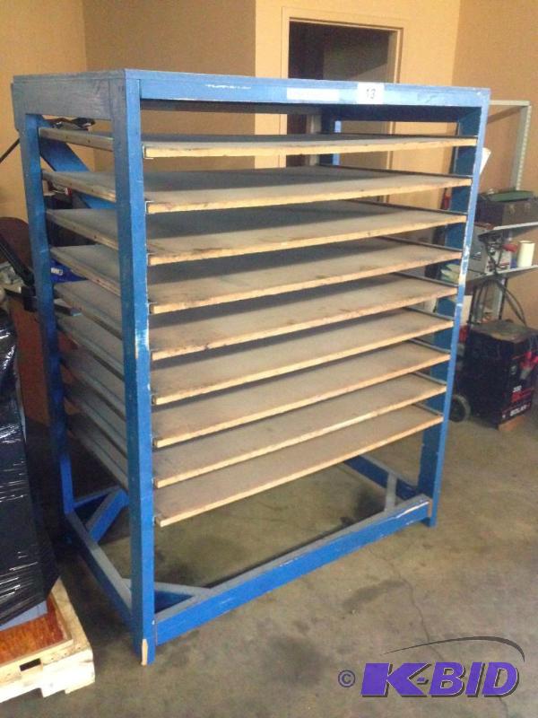 lot 13 image: Wood blueprint rack ()...