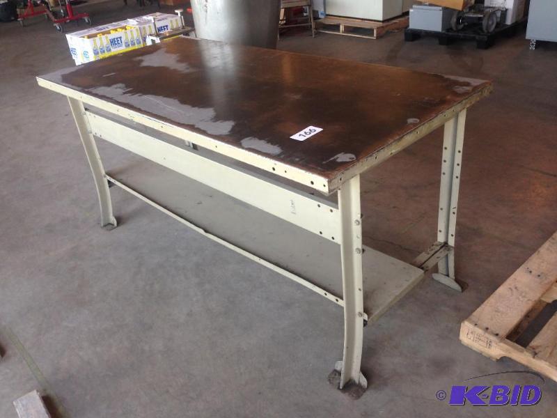 lot 166 image: Metal top work bench....