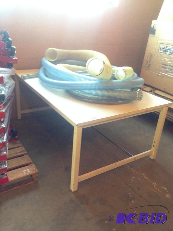 lot 61 image: Large work table (including misc hose on top)...