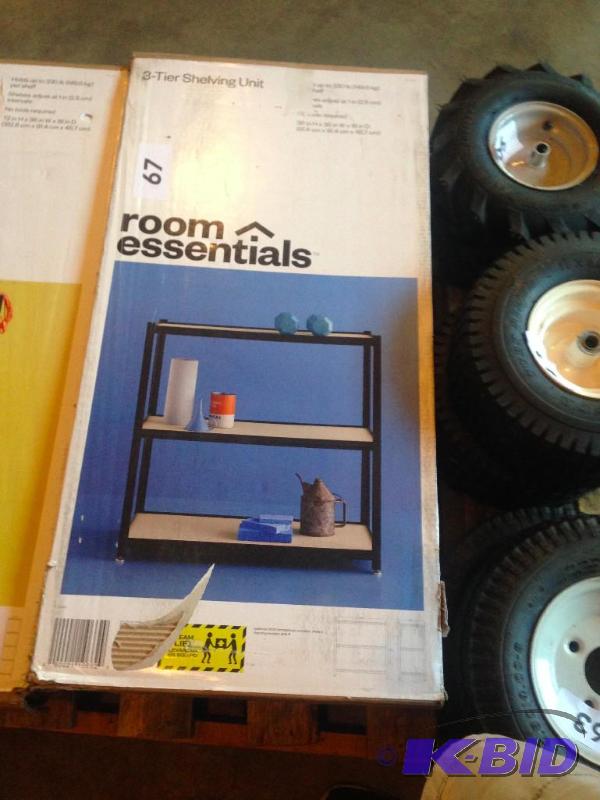 lot 67 image: Lot of 3 new shelving units. 36x36x18" e...