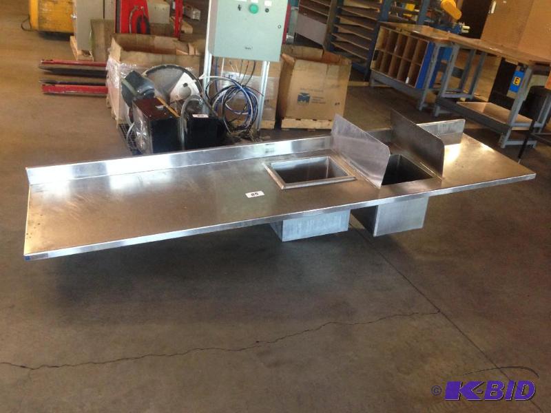 lot 85 image: Large stainless steel countertop with 2 sink ...