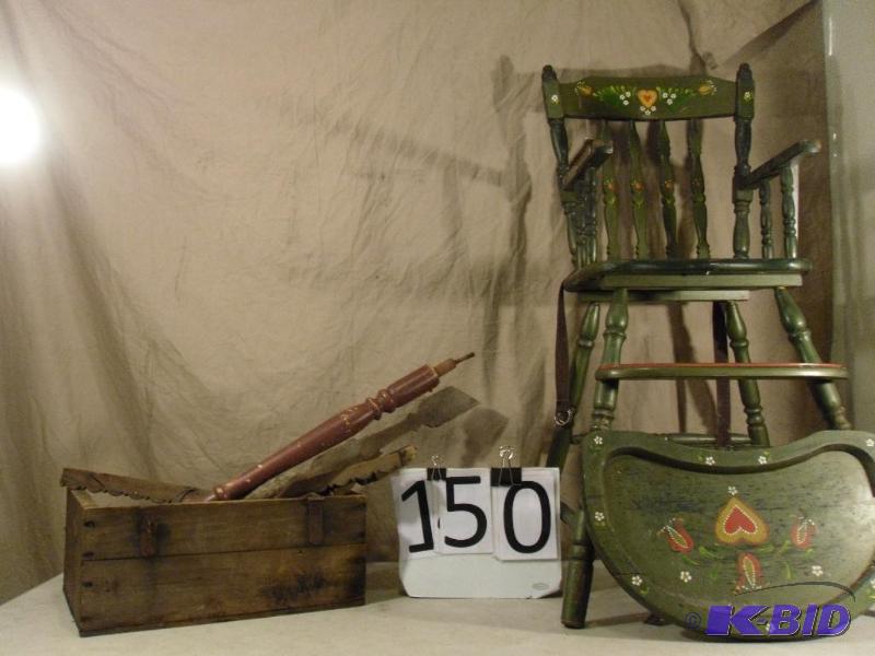 lot 150 image: Old Wood High Chair (tray id missing side, se...