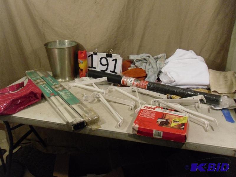 lot 191 image: Shelf Brackets, Shop Towels, Screen, Bag, Was...