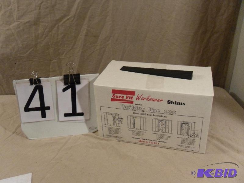 lot 41 image: Box of New Sure Fit Worksaver Shims. 100 pc B...