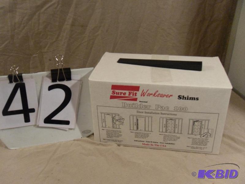 lot 42 image: Box of New Sure Fit Worksaver Shims. 100 pc B...