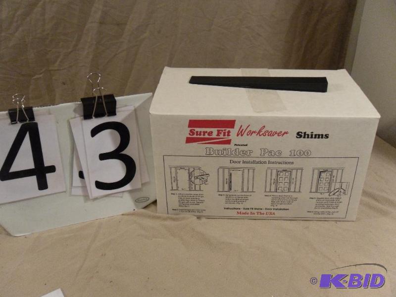 lot 43 image: Box of New Sure Fit Worksaver Shims. 100 pc B...