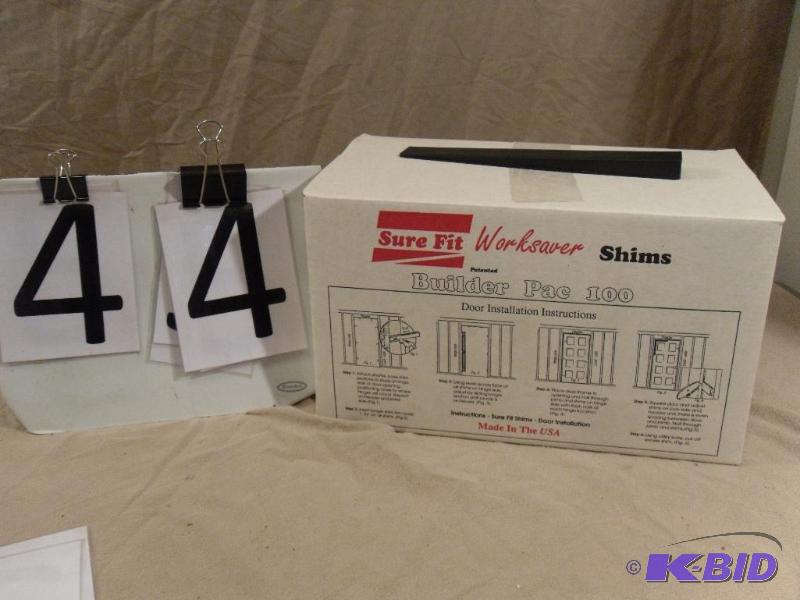 lot 44 image: Box of New Sure Fit Worksaver Shims. 100 pc B...