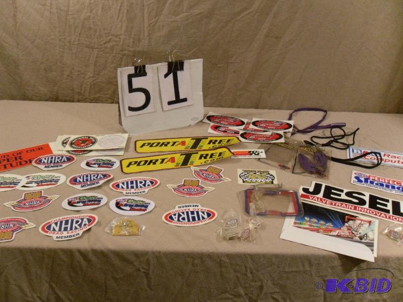 lot 51 image: Lot of NHRA&nbspPins, Patches, Stickers, and...