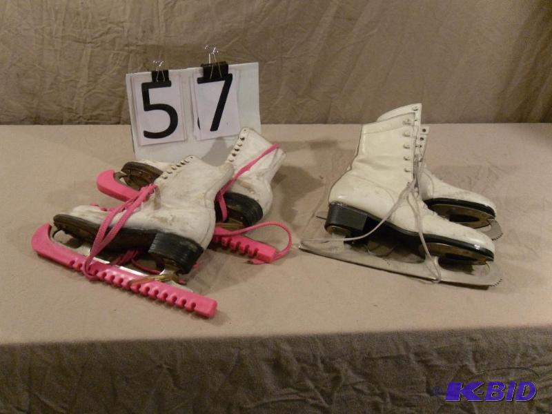 lot 57 image: Lot of 2 Old Pair of Ice Skates. 1 Pair are H...