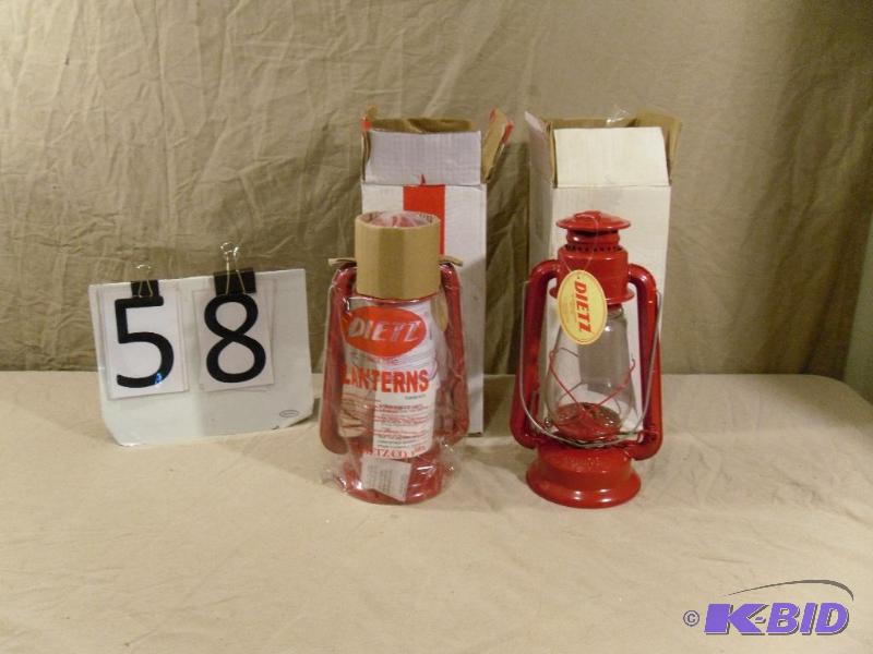 lot 58 image: 2 New Dietz&nbspOld Style Oil Lanterns. Both...