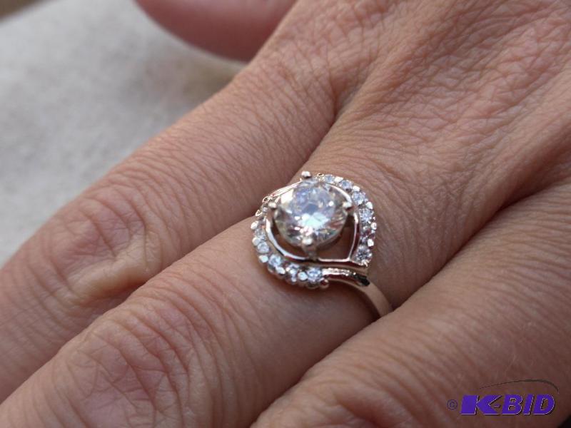 lot 9 image: New Stunning CZ Round Silver White 9K Gold&nb...
