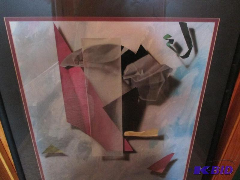 lot 1 image: black framed abstract art...