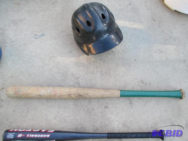 lot 114 image: set of 1 baseball helmet, one metal magnum ba...