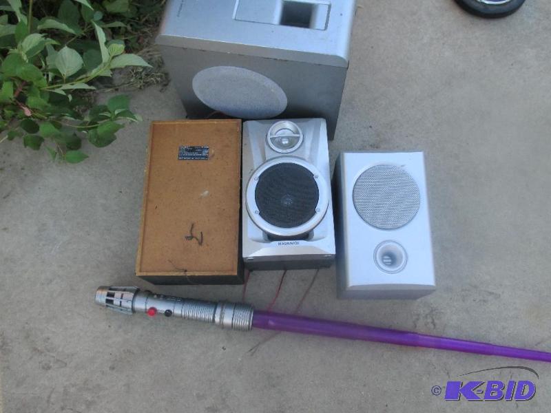 lot 154 image: speakers, base boosters, and a purple light s...