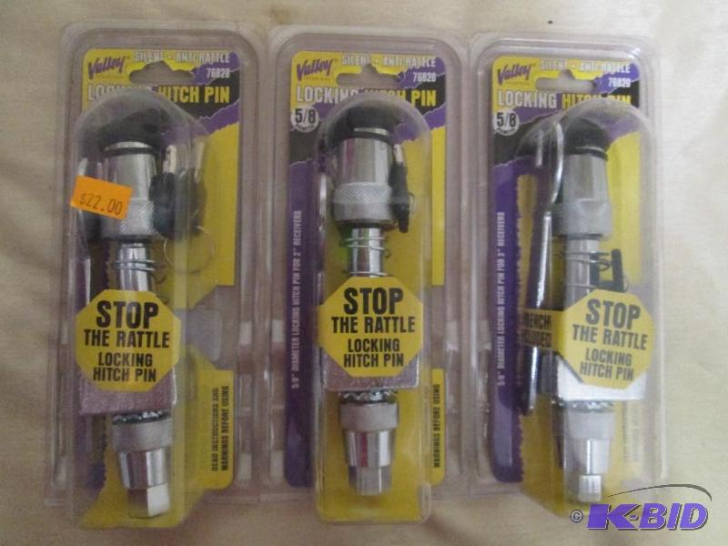 lot 204 image: Lot of 3 Valley Industries locking hitch pins...