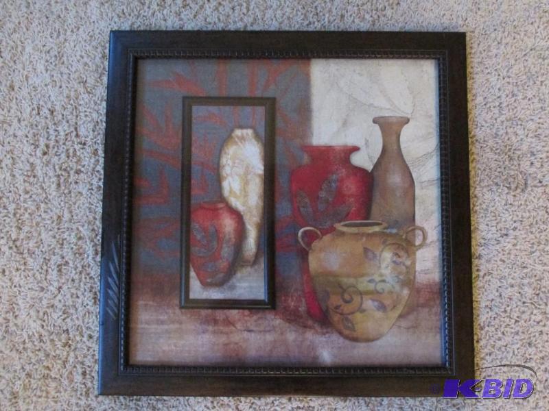 lot 22 image: framed vase artwork with frame within a frame...