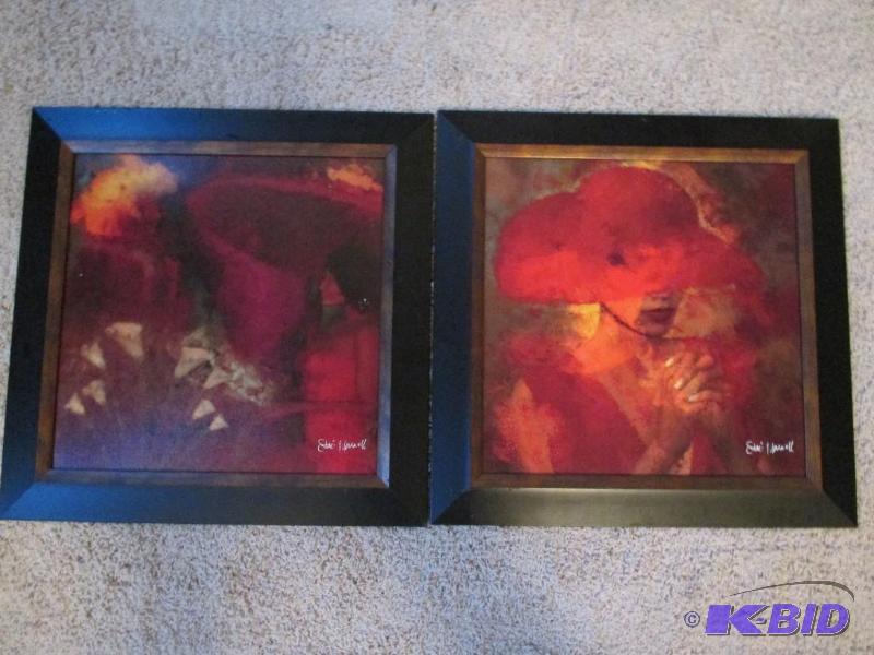 lot 24 image: Set of 2 framed art (no glass) by Staci Harne...