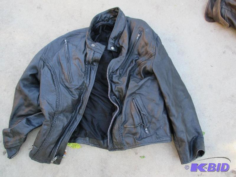 lot 29 image: used no lable biker jacket with zippers...