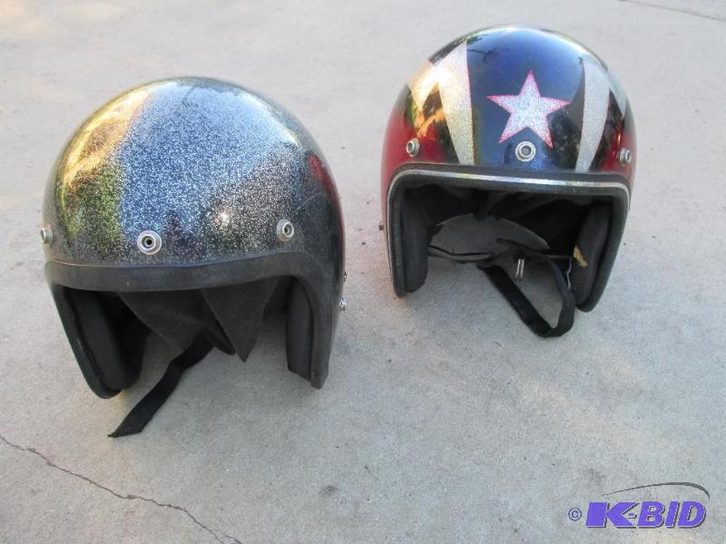 lot 30 image: 2 used helmets 1- nesco 1- no lable...
