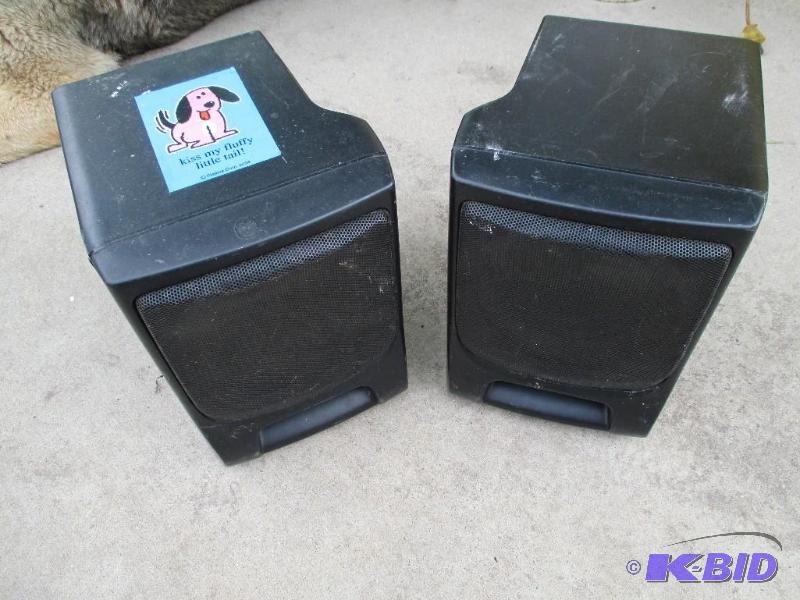 lot 52 image: pair of small black speakers...