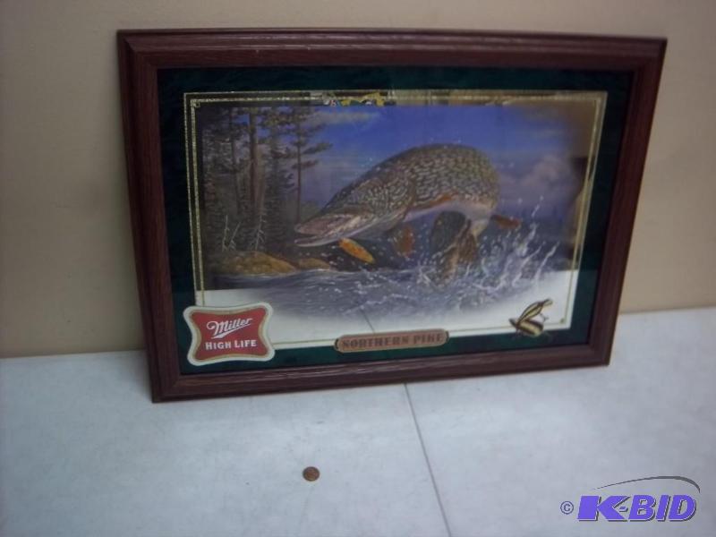 lot 28 image: Miller High Life Northern Pike Fishing Beer M...