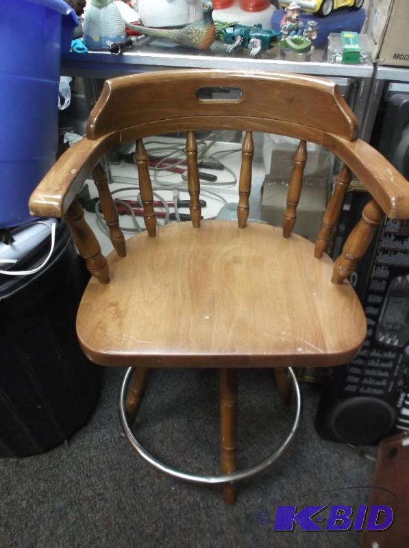 lot 4 image: Wood Bar Stool. Some Marks...