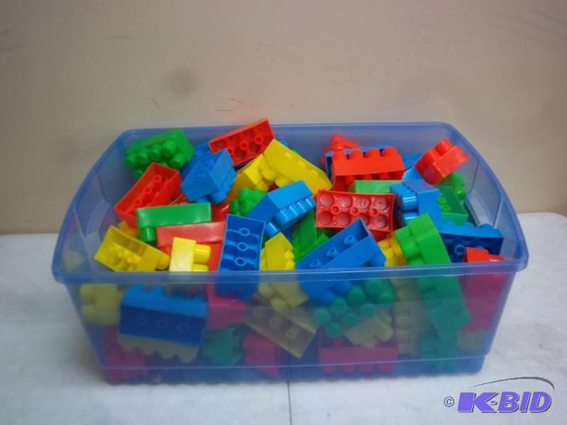 lot 50 image: Bin Of Large Lego Type Blocks...