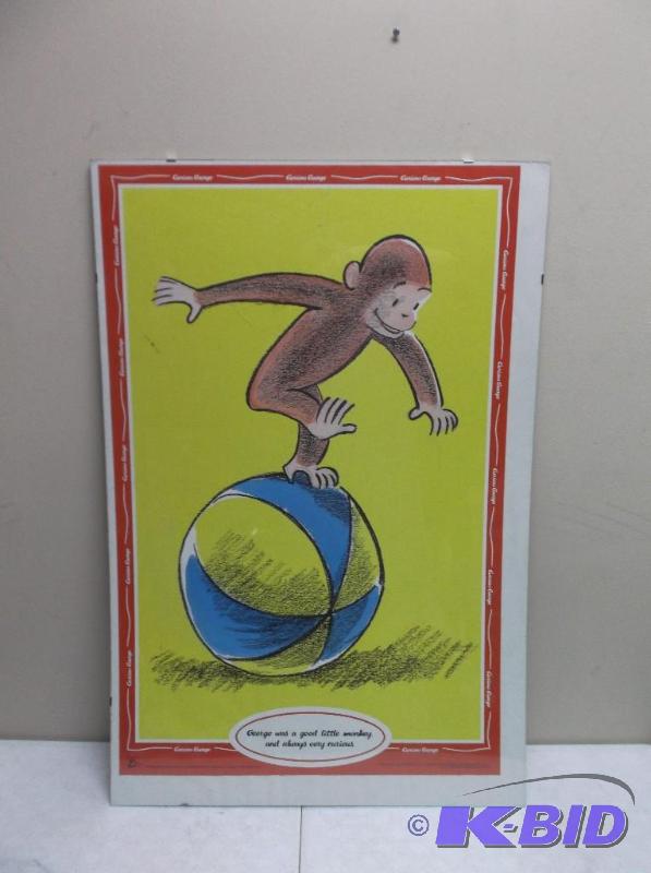 lot 55 image: Large Curious George Poster, Between Plastic...
