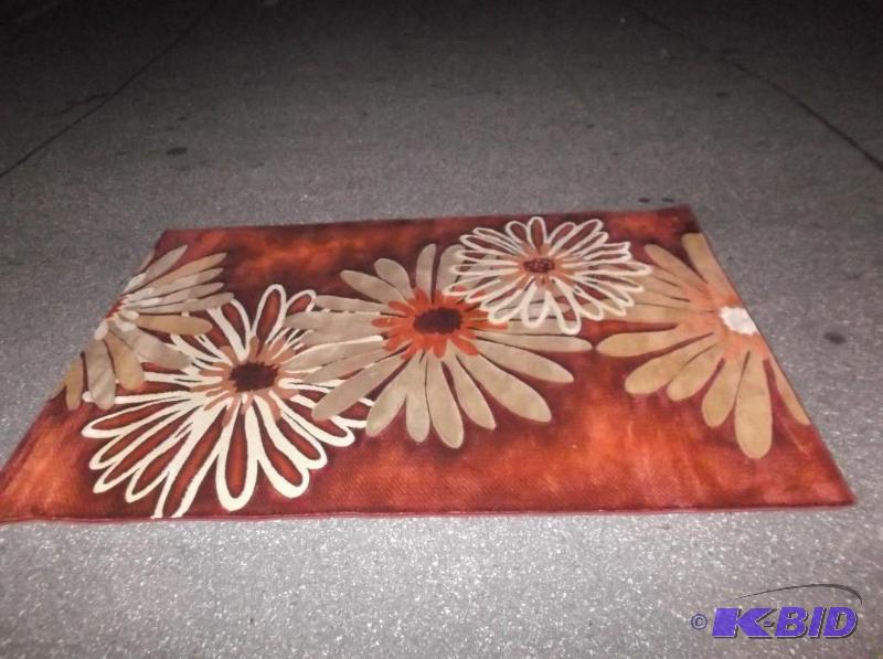 lot 6 image: Flower Rug Carpet, Used, Has A Burn Mark On I...