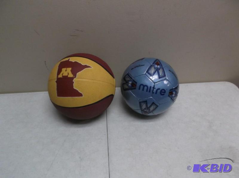 lot 97 image: Gopher Basketball And Mitre Soccer Ball...