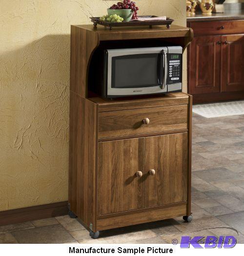Medium Oak Finish Microwave Cart -&nbspA han...