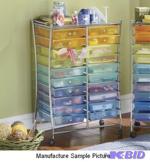 Twenty Drawer Rolling Organizer Cart - Bright...